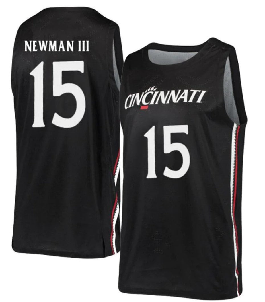 John Newman III Jersey Cincinnati Bearcats College Basketball Black #15