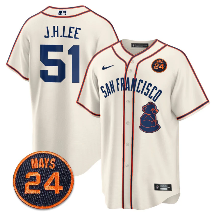 Jung-hoo Lee Jersey #51 San Francisco Giants #24 Willie Mays Patch 2024 Premier Cream