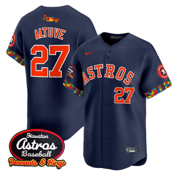 José Altuve Jersey #27 Houston Astros x El Tiempo Cantina Vapor Premier Limited Stitched Navy