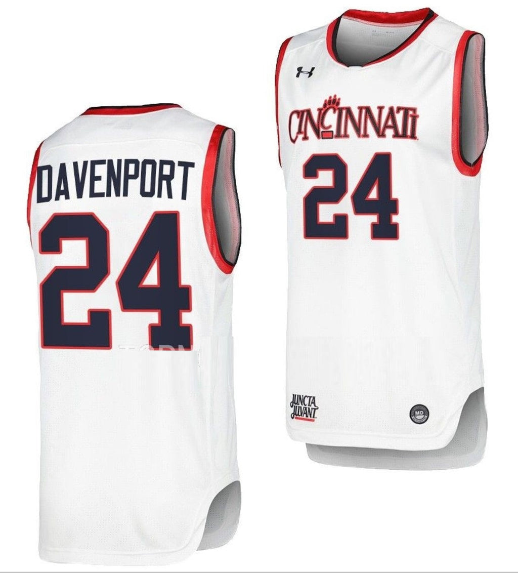 Jeremiah Davenport Jersey Cincinnati Bearcats College Basketball Replica White #24