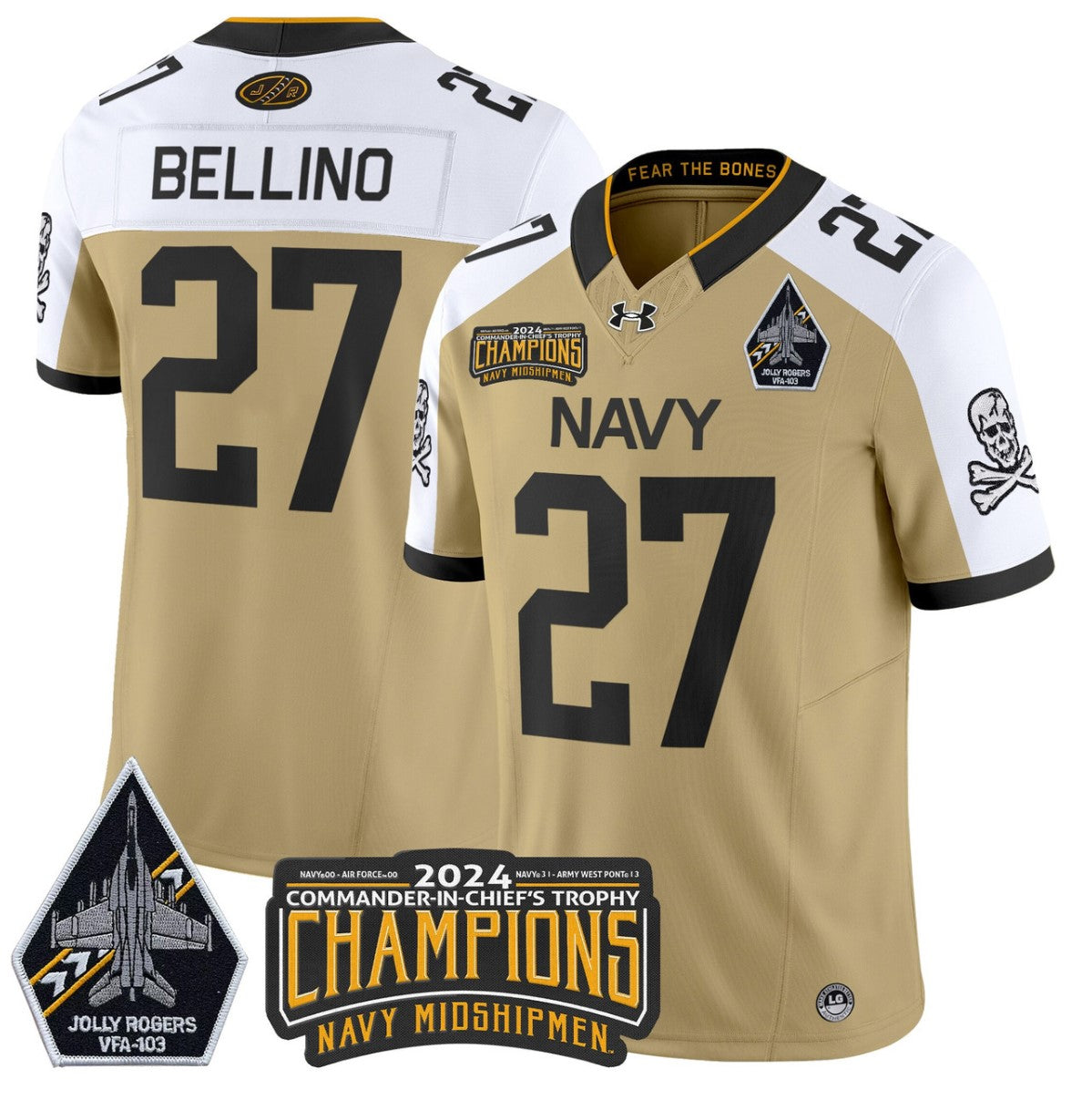 Joe Bellino Jersey #27 Navy Midshipmen Commander-in-chief's Trophy Gold Alternate