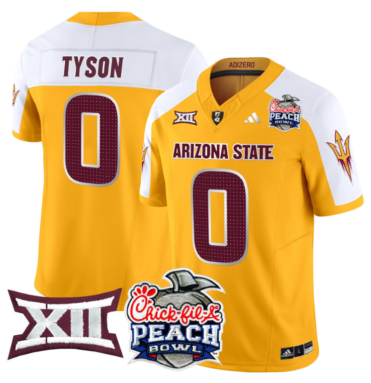 Jordyn Tyson Jersey #0 Arizona State Sun Devils 2025 Peach Bowl Gold Alternate
