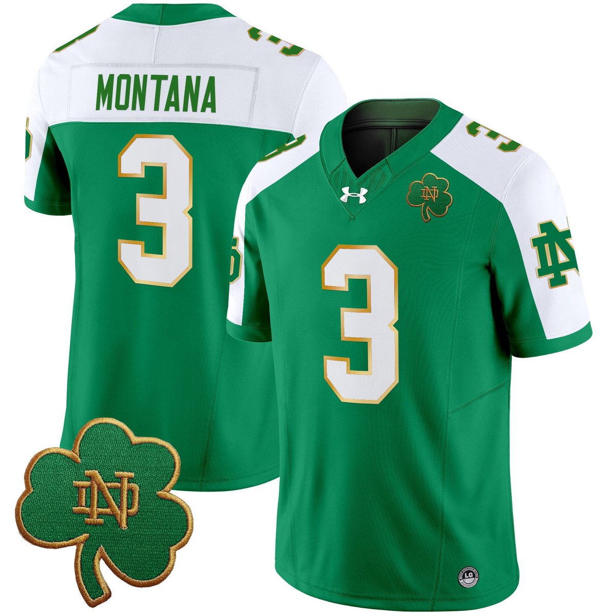 Joe Montana Jersey #3 Notre Dame 2025 Vapor Limited V3 Stitched Green Alter