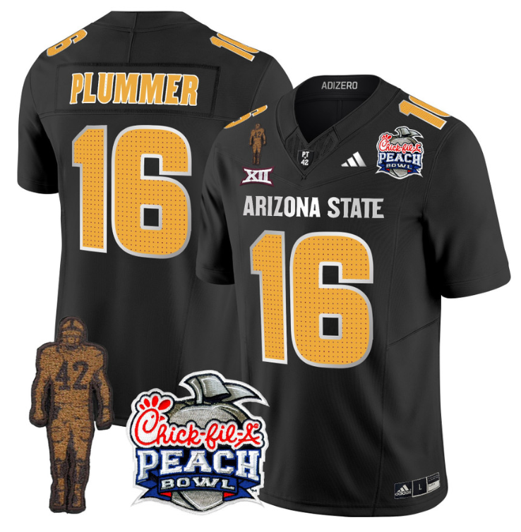 Jake Plummer Jersey #16 Arizona State Peach Bowl Patch Football V2 Black