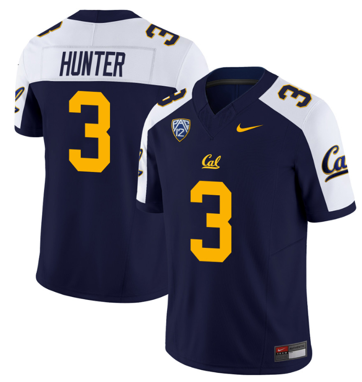 Jeremiah Hunter Jersey #3 California Golden Bears Stitched Navy Alternate