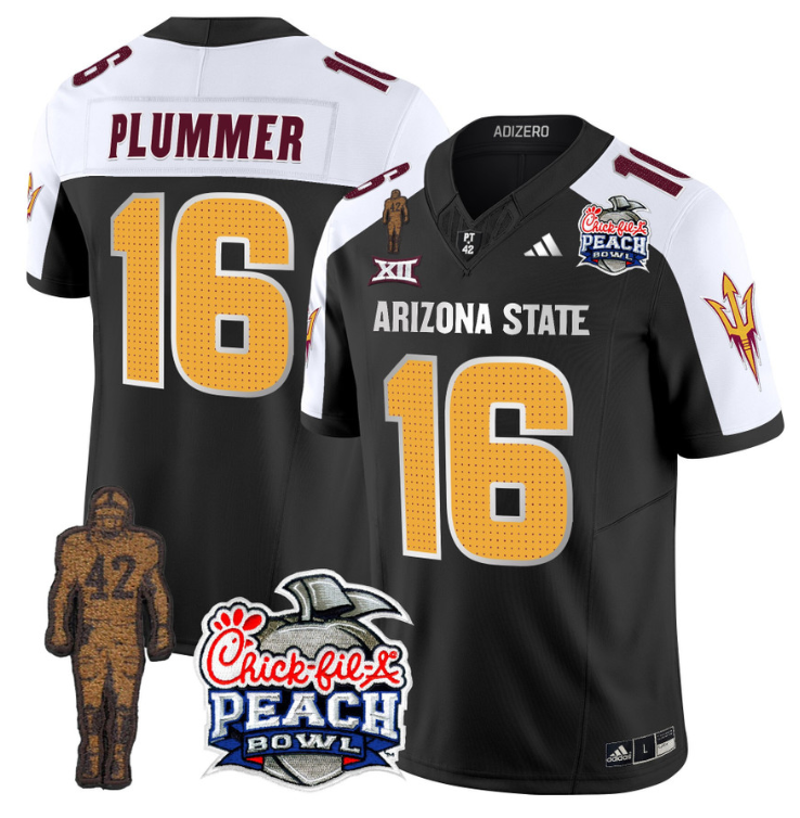 Jake Plummer Jersey #16 Arizona State Peach Bowl Patch Football V2 Black Alternate