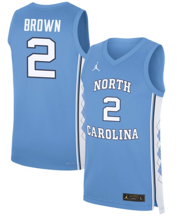 James Brown Jersey #2 North Carolina Tar Heels Basketball Blue