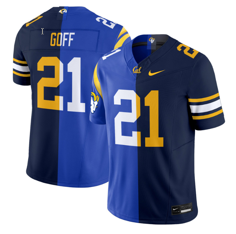 Jared Goff Rams Jersey #21 California Golden Bears Split Vapor Limited Stitched