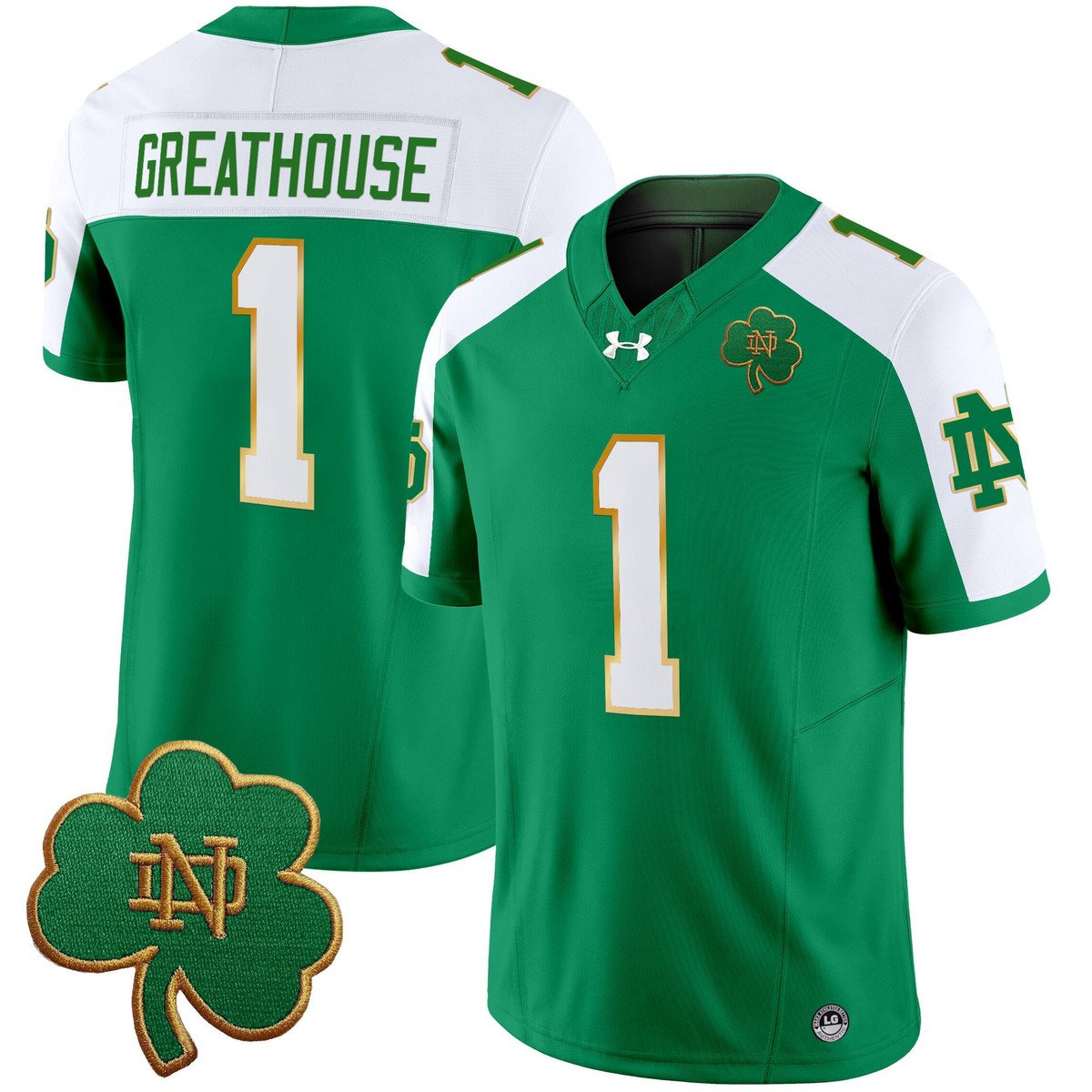 Jaden Greathouse Jersey #1 Notre Dame 2025 Vapor Limited V3 Stitched Green Alter