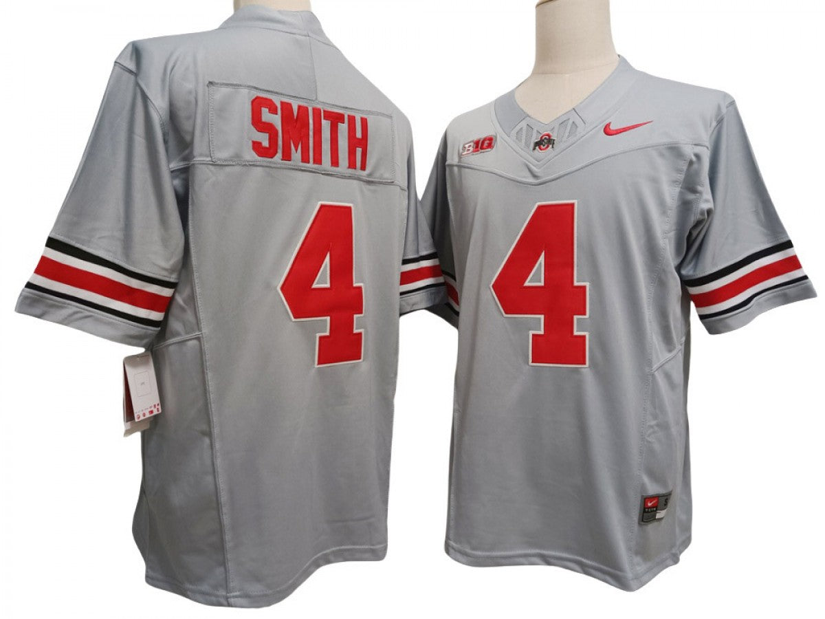 Jeremiah Smith Jersey #4 Ohio State Buckeyes Vapor F.U.S.E. Football Limited Gray