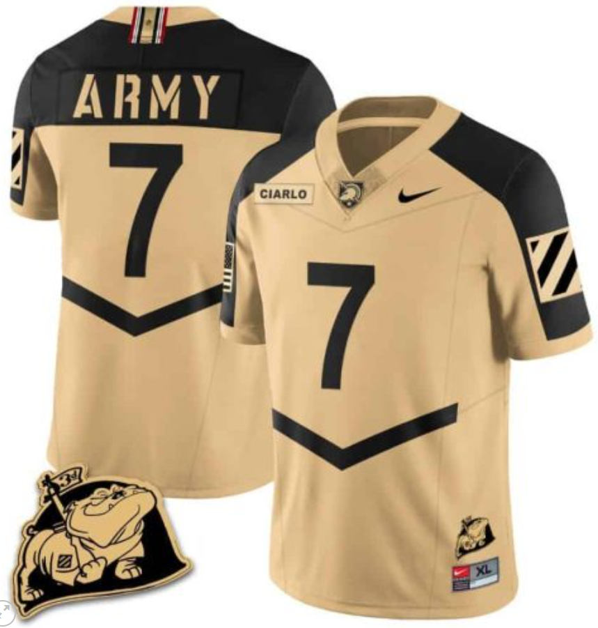 Jimmy Ciarlo Jersey #7 Army Black Knights Jersey Rocky The Bulldog Patch Vapor Limited College Football Stitched Gold Alternate