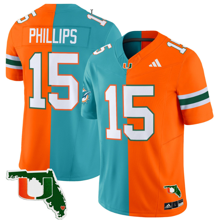 Jalen Phillips Jersey #15 Miami Hurricanes Split Vapor Limited Football Stitched