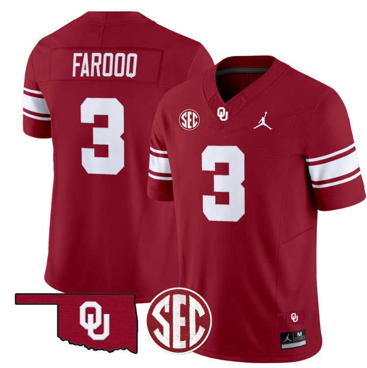 Jalil Farooq Jersey #3 Oklahoma Sooners Football Throwback Vapor Limited Stitched Crimson