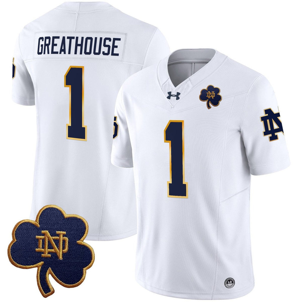 Jaden Greathouse Jersey #1 Notre Dame 2025 Vapor Limited V3 Stitched Throwback