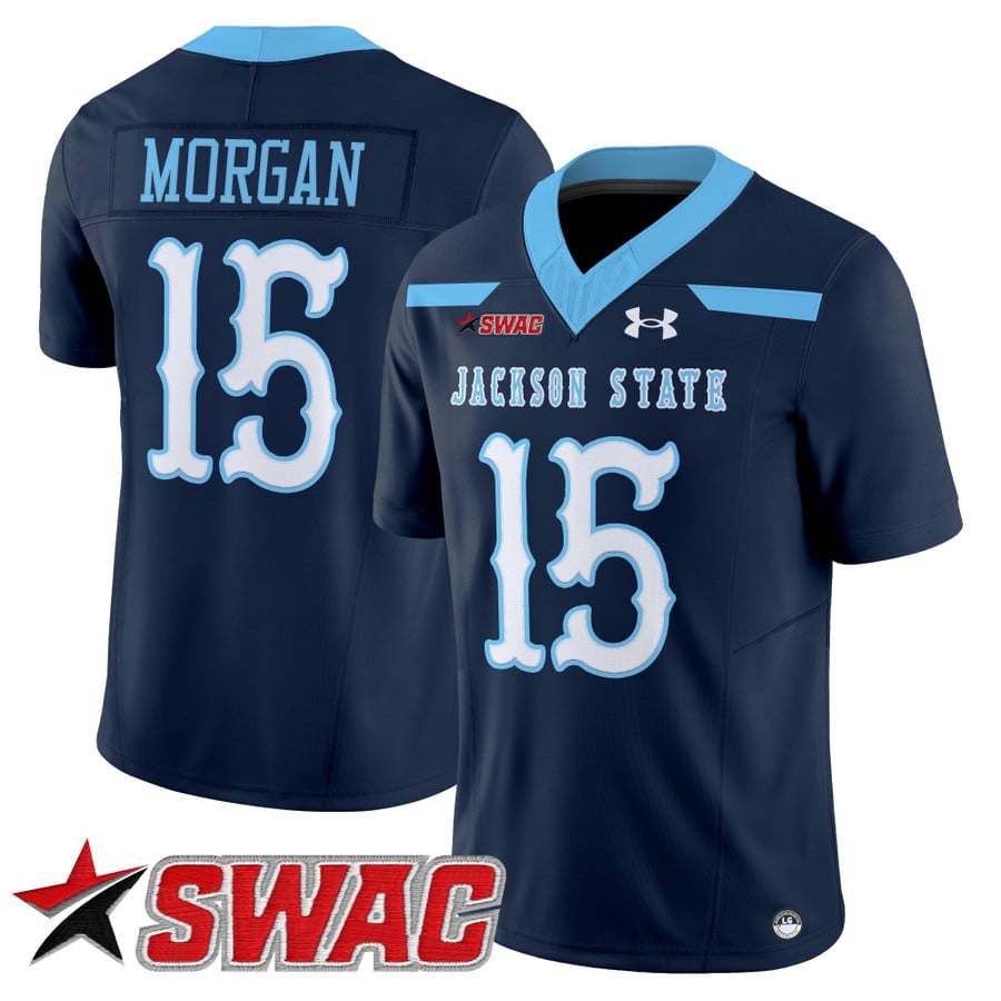 JaCobian Morgan Jersey #15 Jackson State Tigers 2025 Vapor V2 Stitched