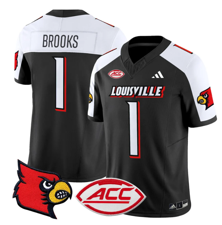 Ja'Corey Brooks Jersey #1 Louisville Cardinals Vapor Football Stitched Black Alternate