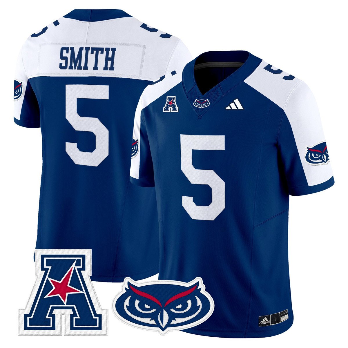 Jabari Smith Jersey #5 Florida Atlantic Owls 2025 All Stitched Blue Alter