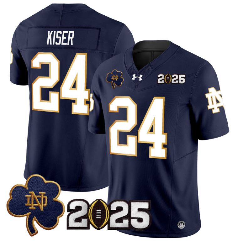 Jack Kiser Jersey #24 Notre Dame 2025 CFP Final Patch White