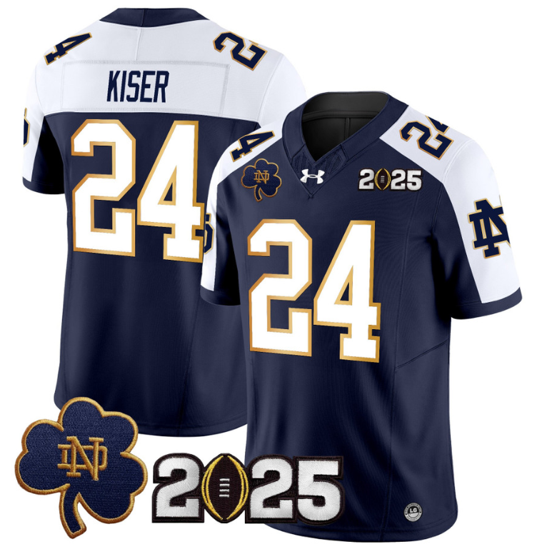 Jack Kiser Jersey #24 Notre Dame 2025 CFP Final Patch Navy Alternate