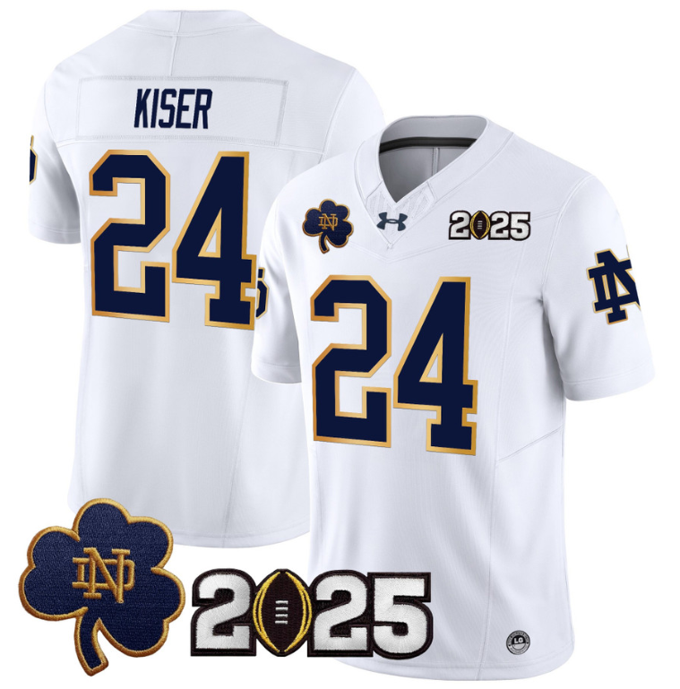 Jack Kiser Jersey #24 Notre Dame 2025 CFP Final Patch White