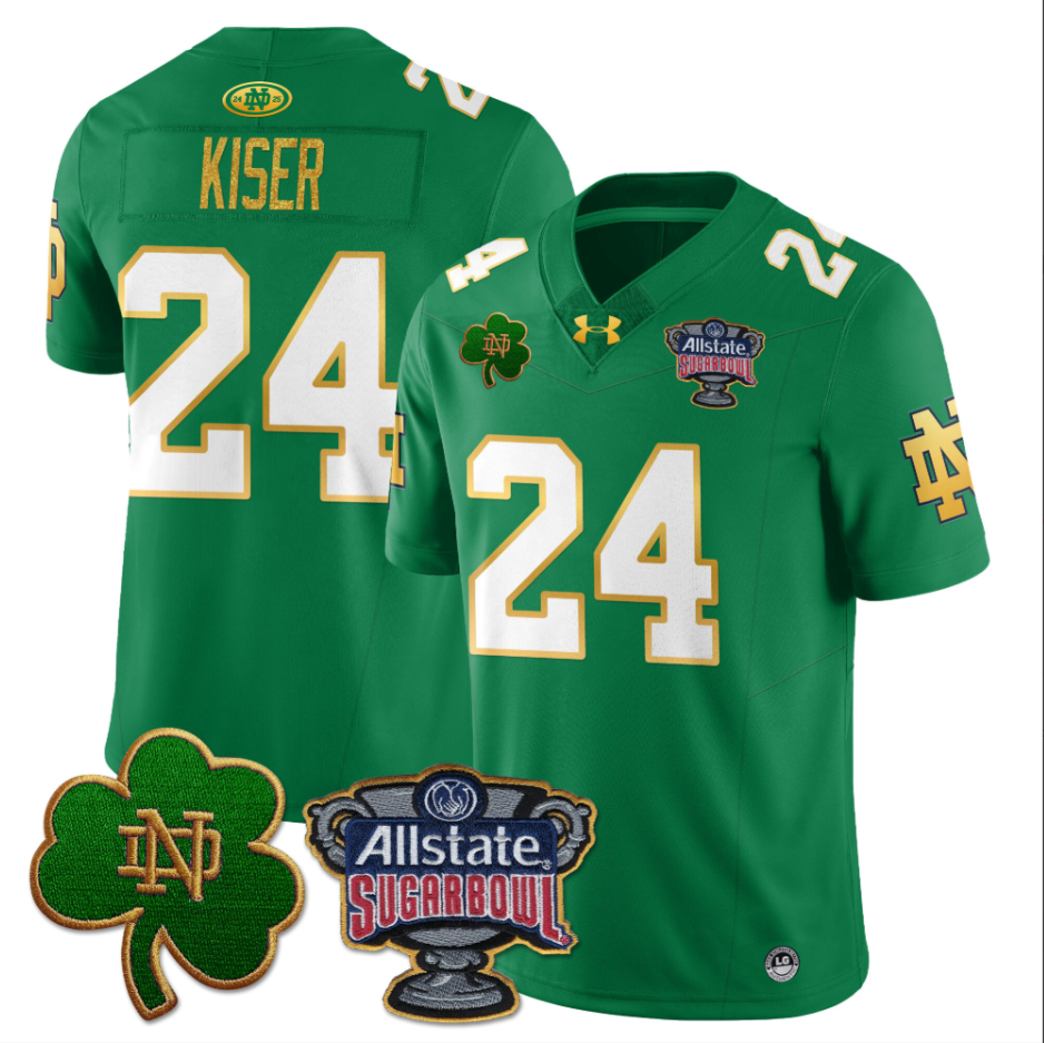 Jack Kiser Jersey #24 Notre Dame Fighting Irish Allstate Sugar Bowl Green
