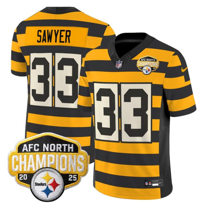 Jack Sawyer Jersey #33 AFC North Division Champions 2025 Stitched Bumblebee