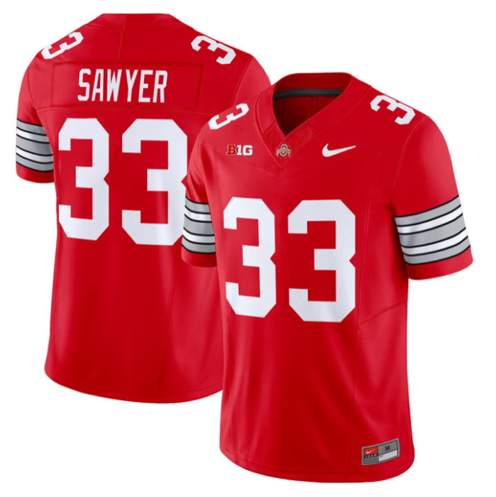 Jack Sawyer Jersey #33 Ohio State Heritage Stripe 2025-26 Stitched Red