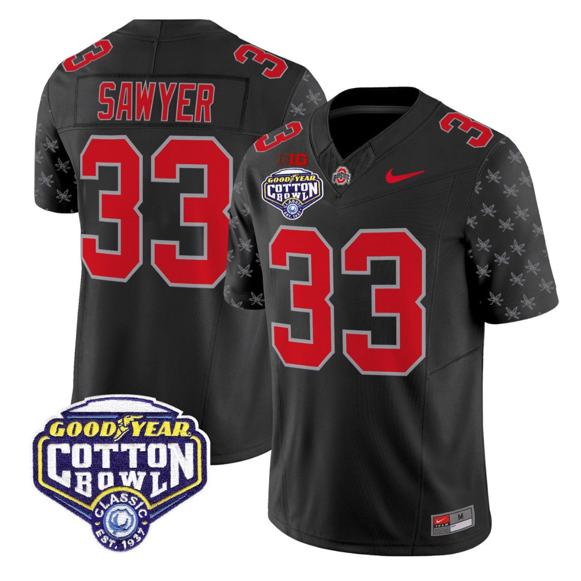 Jack Sawyer Jersey #33 Ohio State 2025 Cotton Bowl Patch Stitched