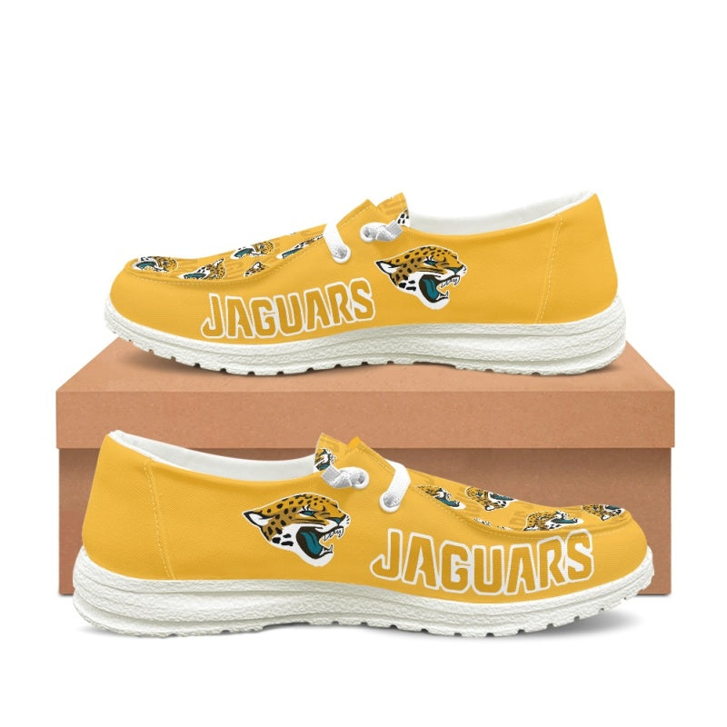 Jacksonville Jaguars Yellow Team Name Logo Canvas Sneaker Shoes For Men Women Fans