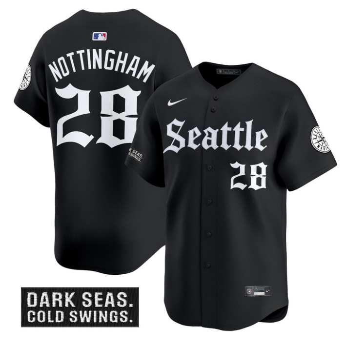 Jacob Nottingham Jersey #28 Seattle Mariners Deep Sea Gothic Edition Limited Stitched Black