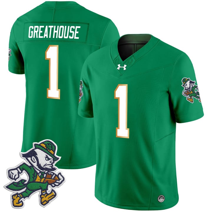Jaden Greathouse Jersey #1 Notre Dame 2025 Gridiron Leprechaun Edition Green