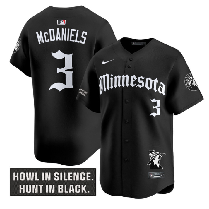 Jaden Mcdaniels Jersey #3 Minnesota Timberwolves Gothic North Howl Edition Black