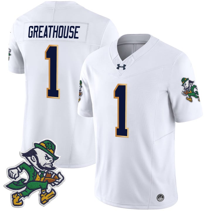 Jaden Greathouse Jersey #1 Notre Dame 2025 Gridiron Leprechaun Edition White