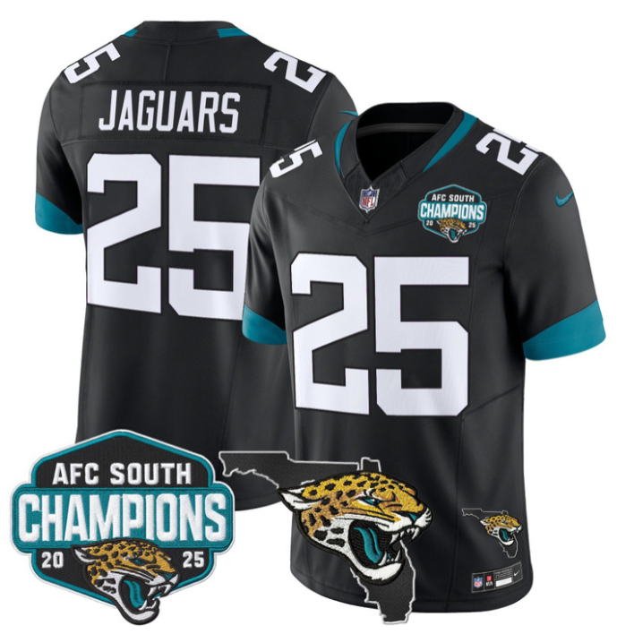 Jaguars Jersey #25 AFC South Division Champions 2025 Florida Stitched Black