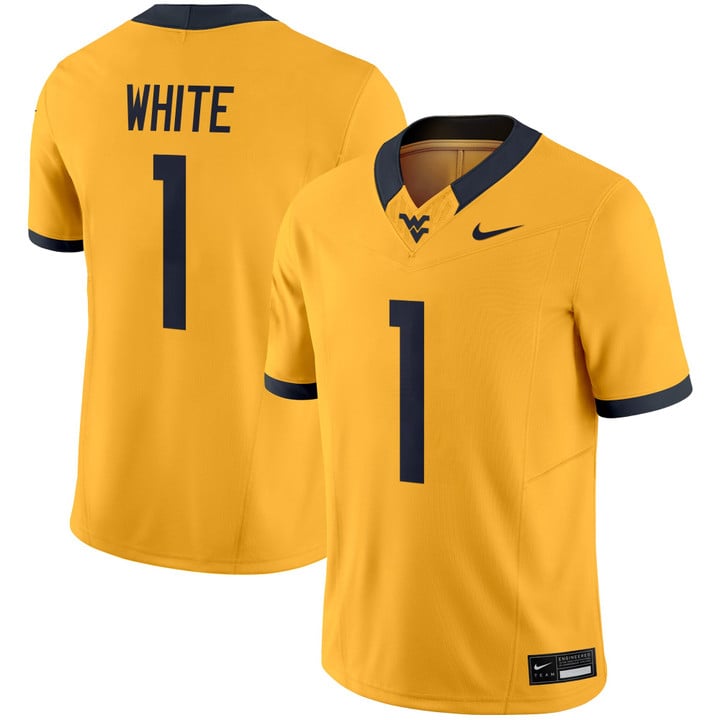 Jahiem White Jersey #1 West Virginia Mountaineers 2025 Vapor Stitched Gold