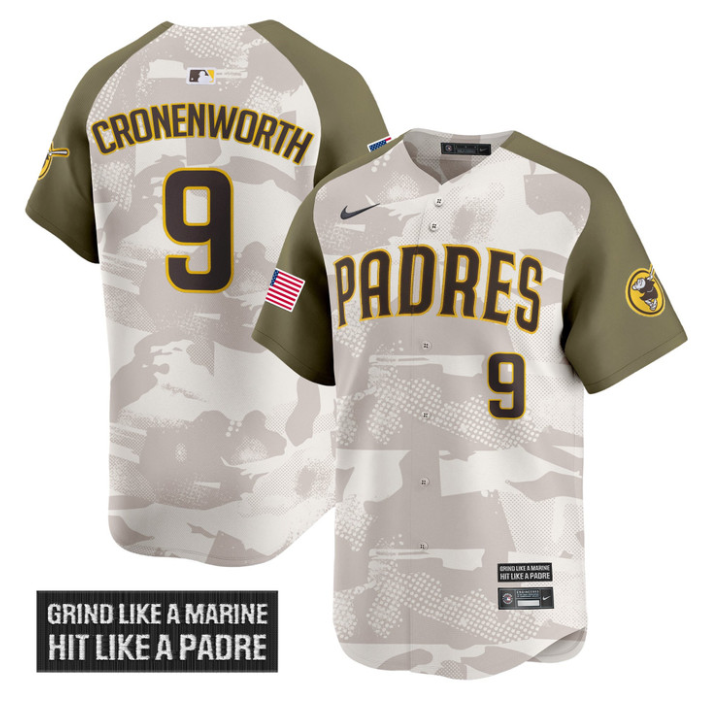 Jake Cronenworth Jersey #9 San Diego Padres 2025 Armed Forces Day Vapor Stitched Alternate