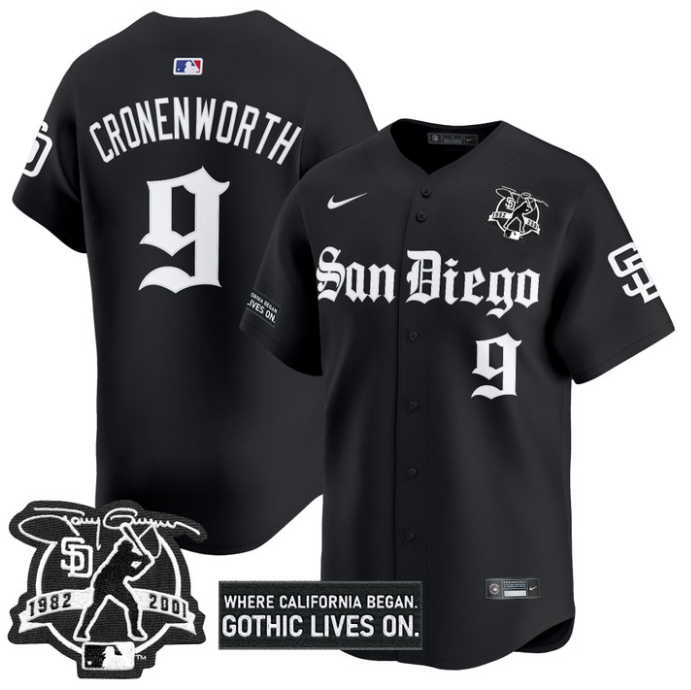 Jake Cronenworth Jersey #9 San Diego Padres Gothic Edition Vapor Limited Stitched Black