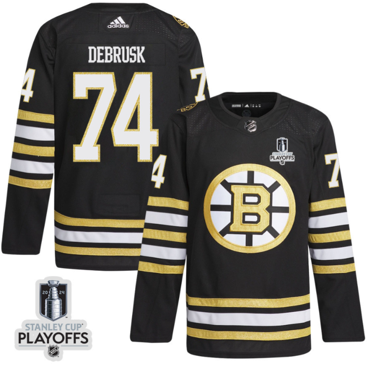 Jake DeBrusk 74 Boston Bruins 2024 NHL Playoffs Patch Home Jersey - Men, Black