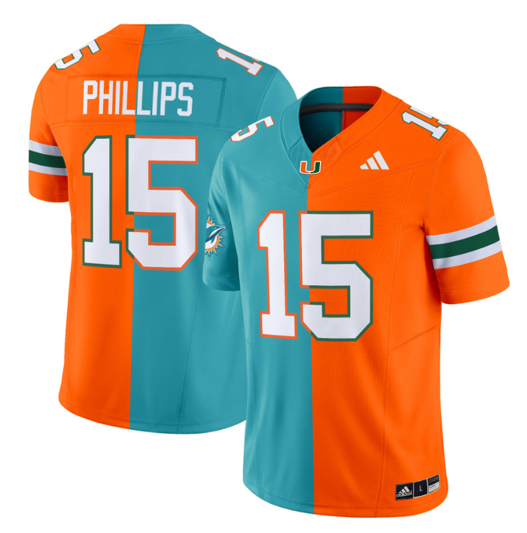 Jalen Phillips Jersey #15 Miami Hurricanes Split Vapor V2 Football