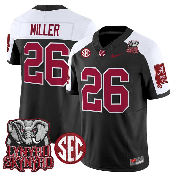 Jam Miller Jersey #26 Alabama Crimson Tide Lynyrd Skynyrd Patch Stitched
