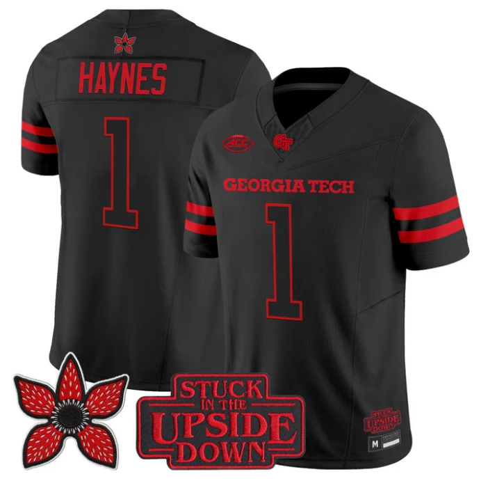 Jamal Haynes Jersey #1 Georgia Tech Yellow Jackets Stranger Things Stitched