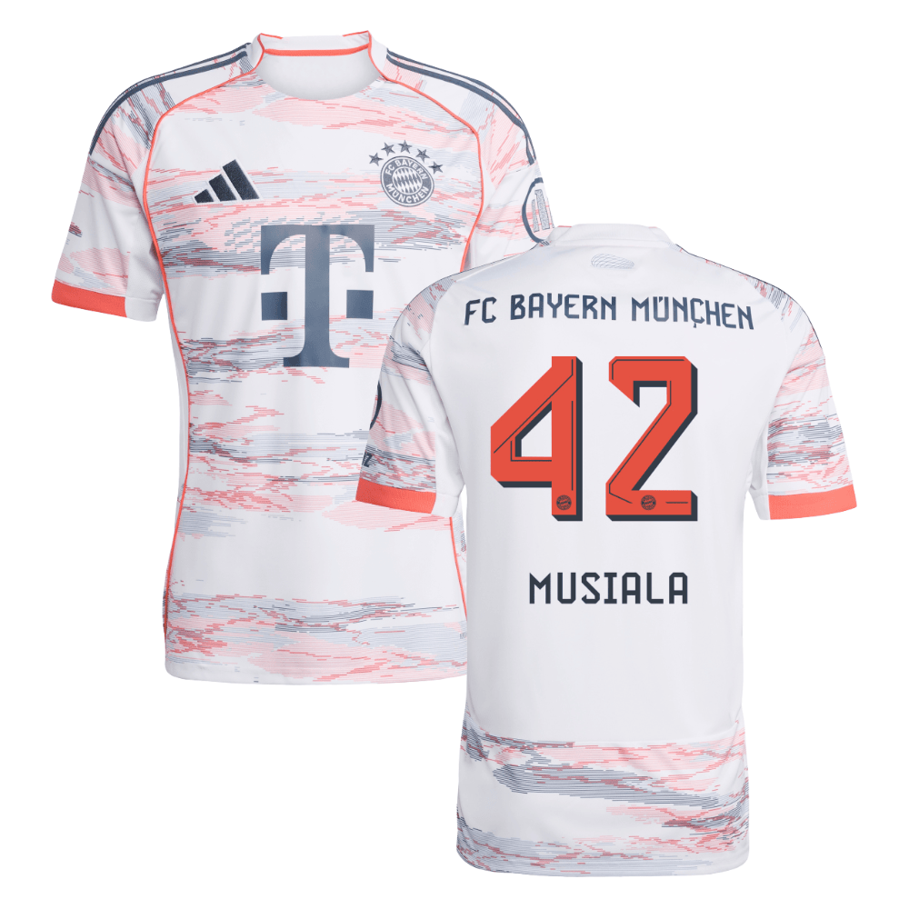 Jamal Musiala #42 Bayern Munich 2025-26 Away Men Jersey – White