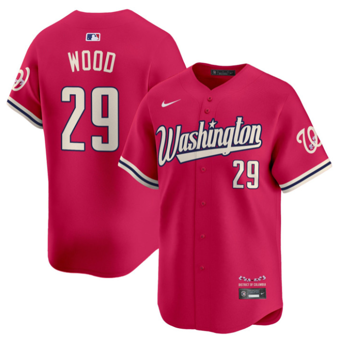 James Wood Jersey #29 Washington Nationals Vapor Limited All Stitched Pink
