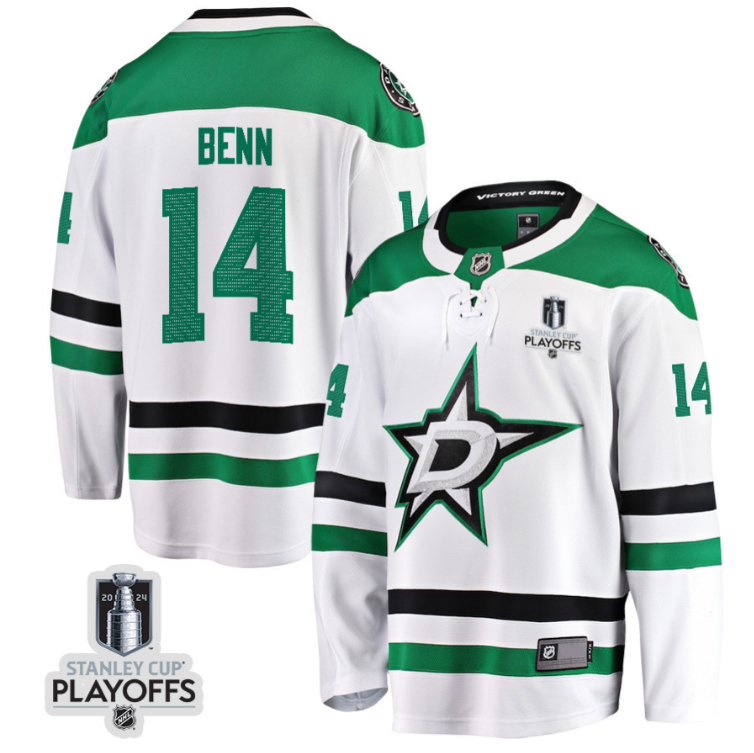 Jamie Benn 14 Dallas Stars 2024 NHL Playoffs Patch Away Breakaway Jersey - Men