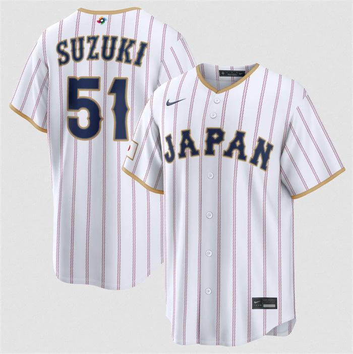 Japan Baseball #51 Seiya Suzuki Jersey White 2026 World Baseball Classic Home Stadium Stitched