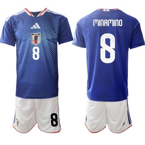Japan #8 MINAMINO Jersey National Team x World Cup 2026 Home Blue On Field Soccer