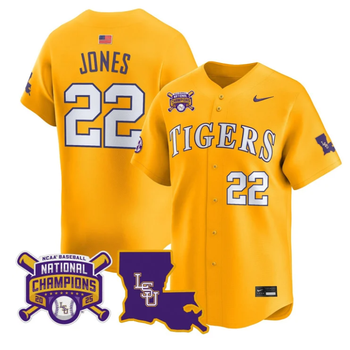 Kade Anderson Jersey #32 LSU Tigers 2025 World Series Champions Stitched Gold