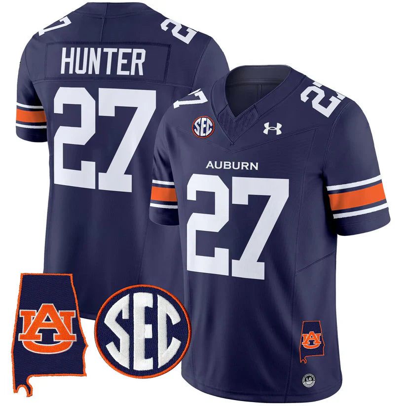 Jarquez Hunter Jersey #27 Auburn Tigers 2025 Alabama Patch Stitched Navy