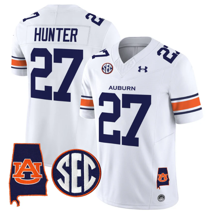 Jarquez Hunter Jersey #27 Auburn Tigers 2025 Alabama Patch Stitched White