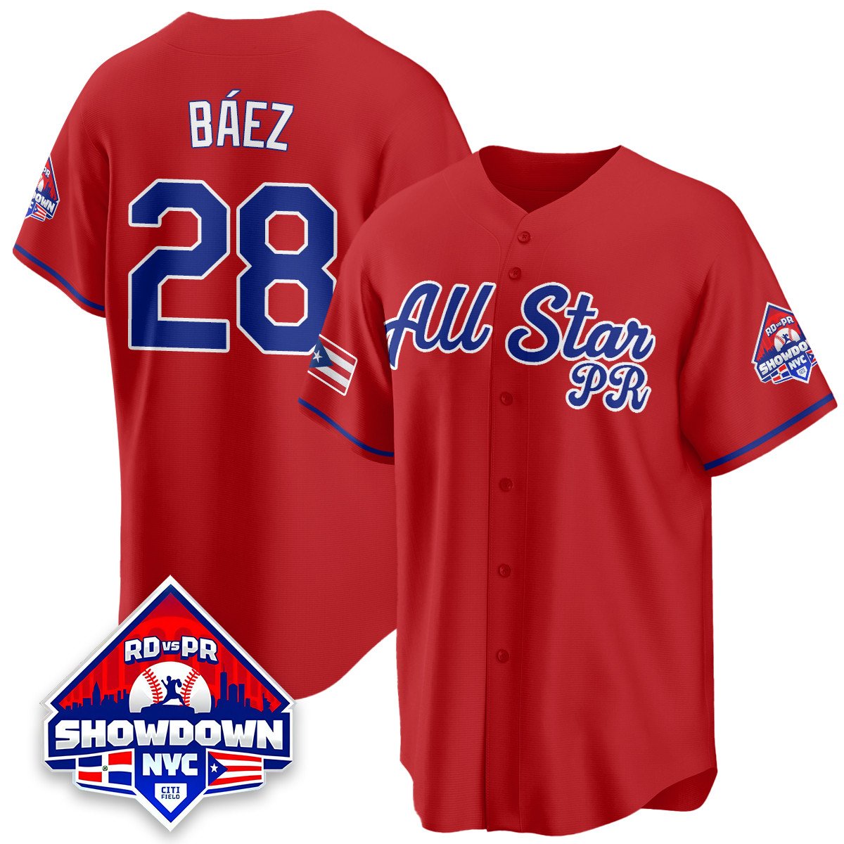 Javier Báez Jersey #28 Puerto Rican Baseball All-Star 2025 Stitched Red